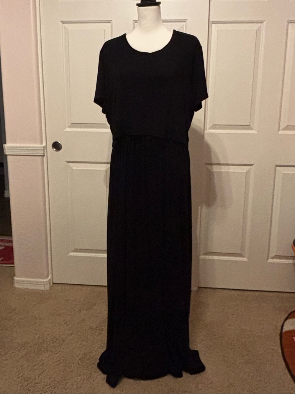 ASOS Black Short Sleeve Maxi Dress with Relaxed Bodice